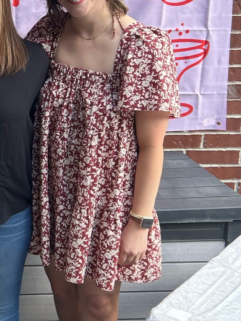 Abercrombie & Fitch Burgundy and Cream Floral Sundress